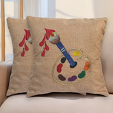 Brush & Bloom Hand-Painted Cushion Covers (Set of 2)